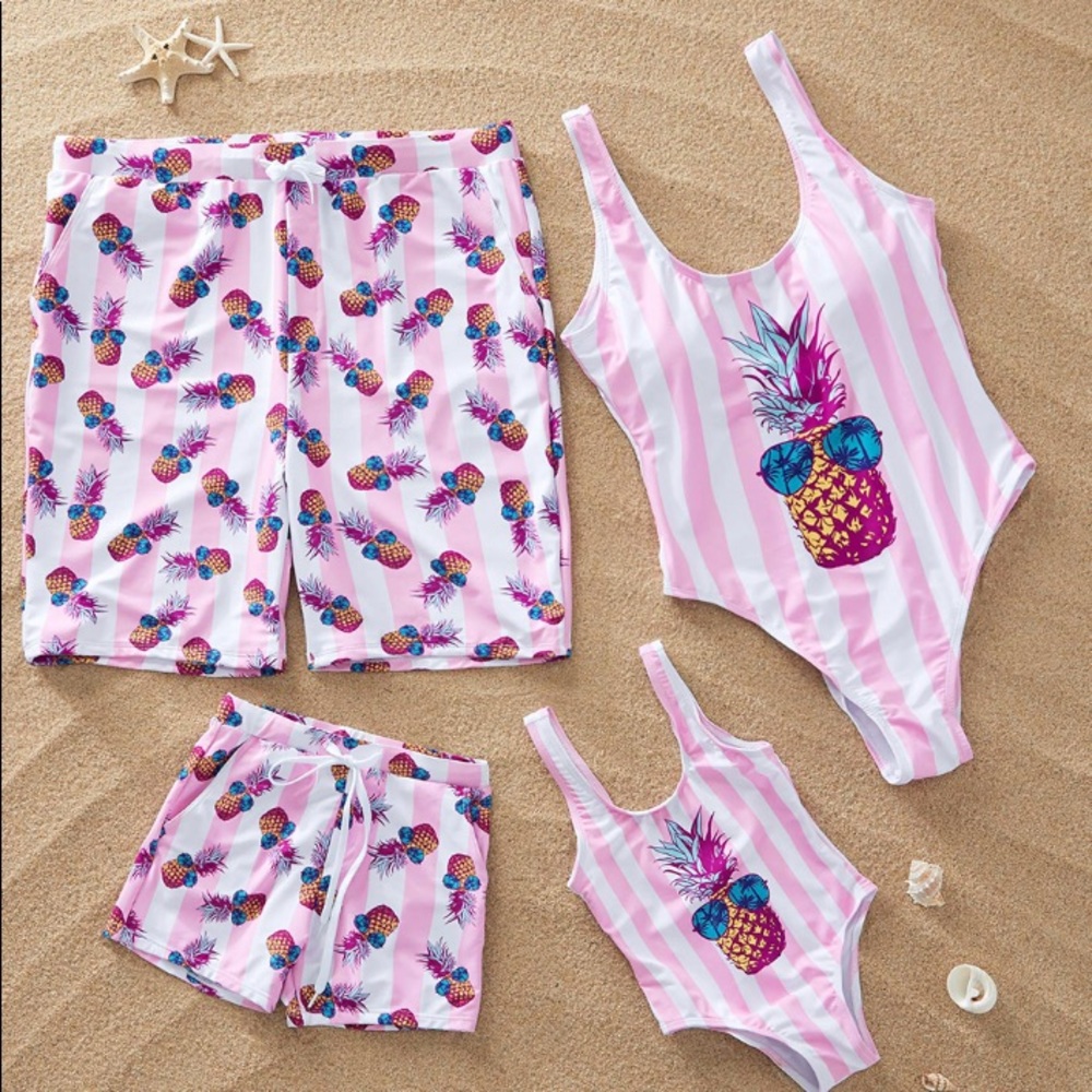 Mommy ONLY cool pineapple swimsuit pink